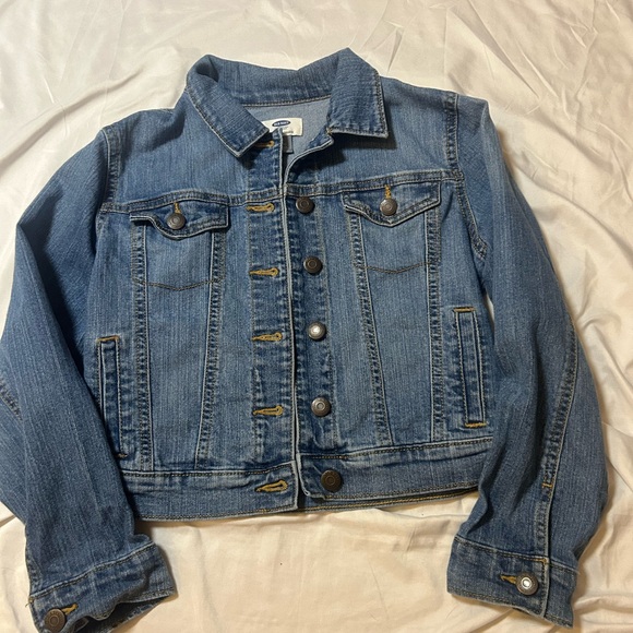 Old Navy Girls Youth L 10-12 Denim Blue Jean Trucker Jacket EUC - Picture 2 of 10